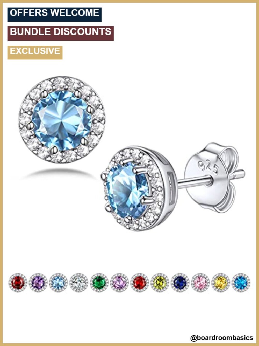 925 Sterling Silver Birthstone Stud Earrings Heart Round Solitaire